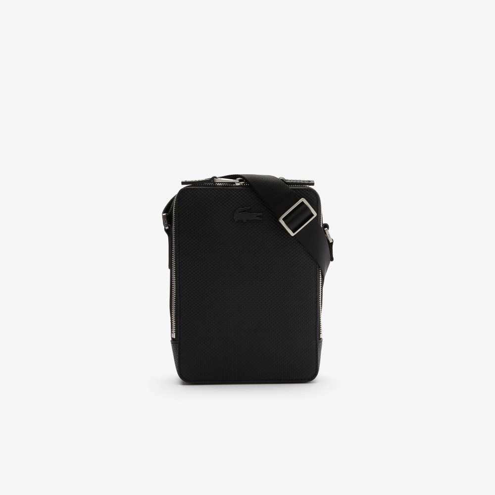 Lacoste Chantaco Matte Stitched Cuero Vertical Camera Negras | 8231-BHAKX