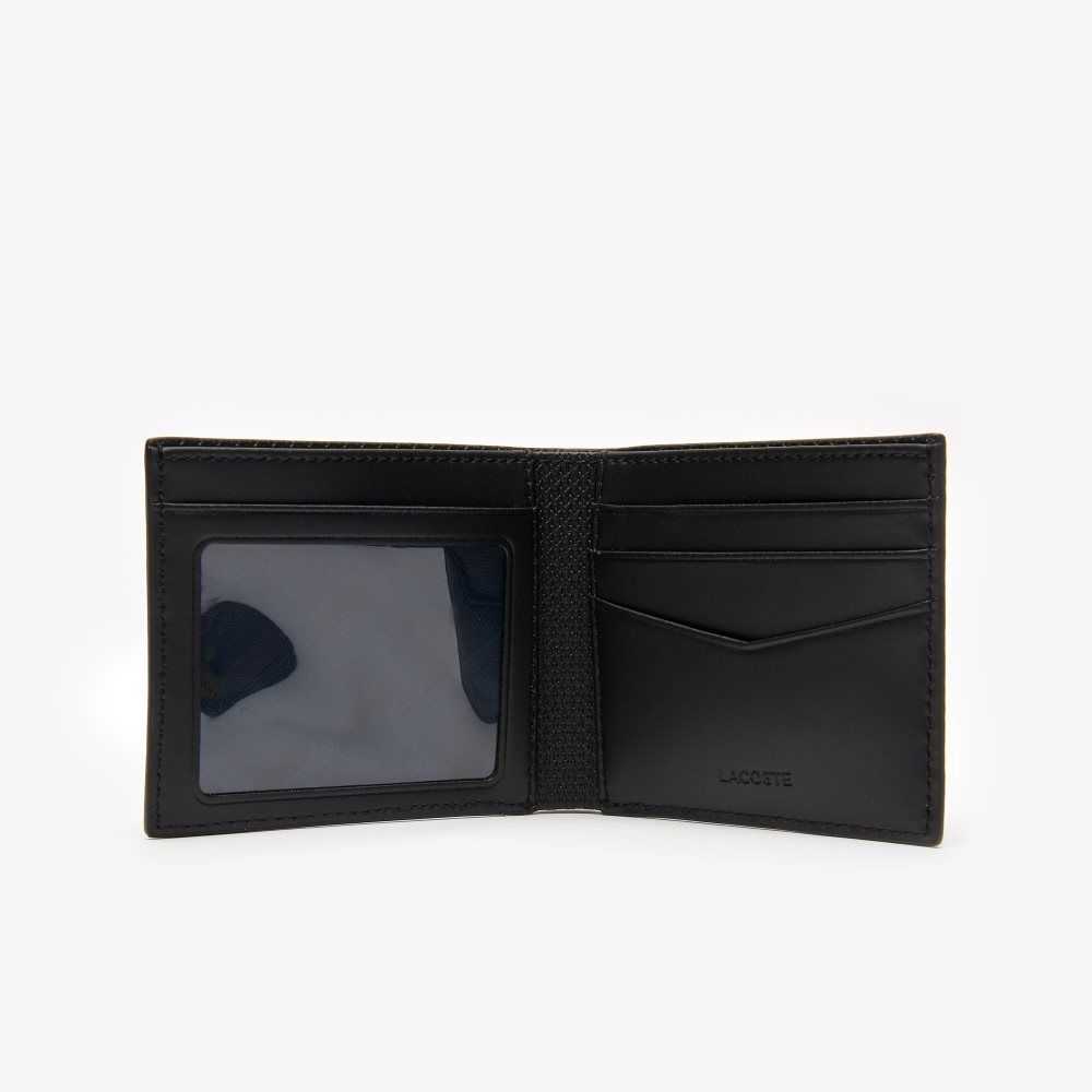 Lacoste Chantaco Pique Cuero Three Card Wallet Negras | 0653-FZQPY