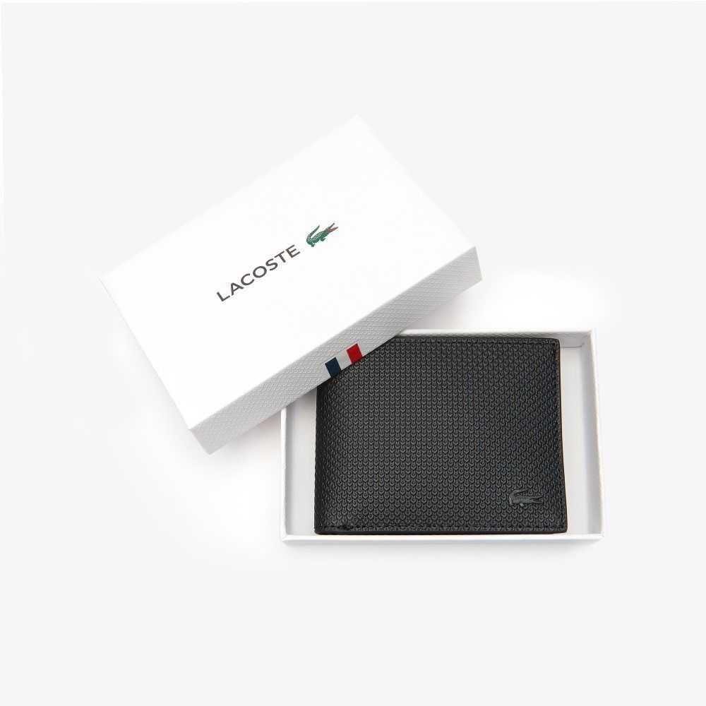 Lacoste Chantaco Pique Cuero Three Card Wallet Negras | 0653-FZQPY