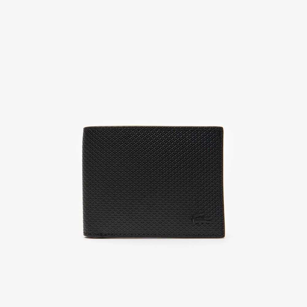 Lacoste Chantaco Pique Cuero Three Card Wallet Negras | 0653-FZQPY