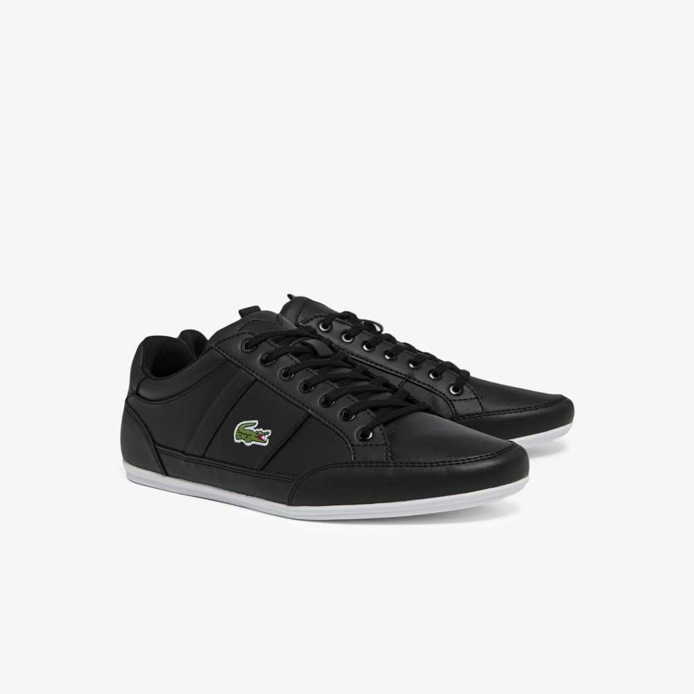 Lacoste Chaymon Cuero Negras Blancas | 0849-XYEOU