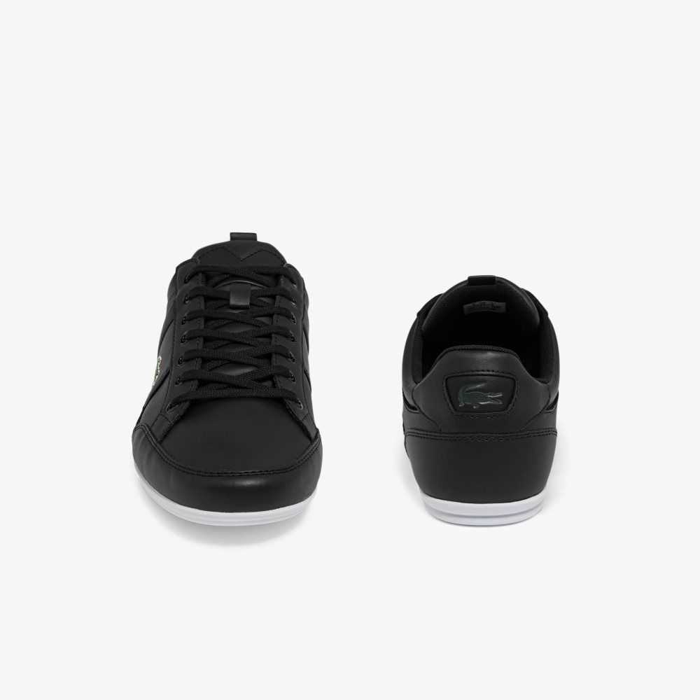 Lacoste Chaymon Cuero Negras Blancas | 0849-XYEOU