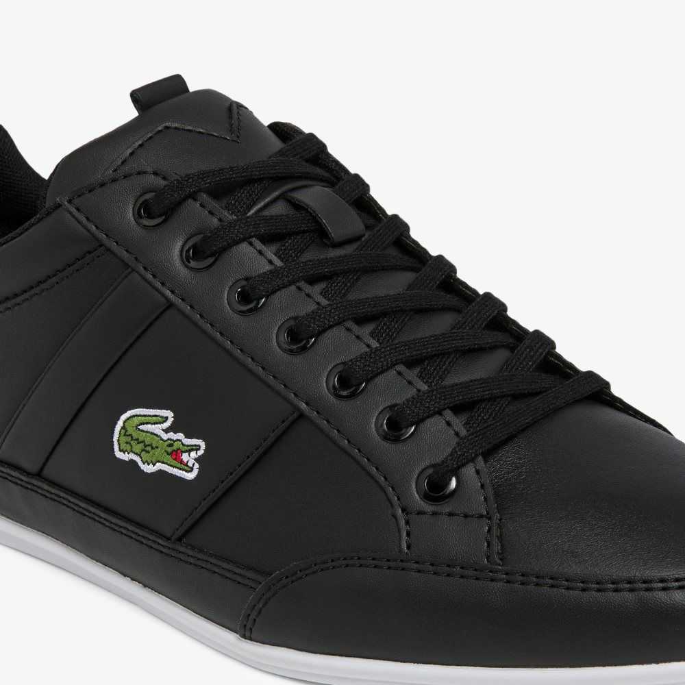 Lacoste Chaymon Cuero Negras Blancas | 0849-XYEOU