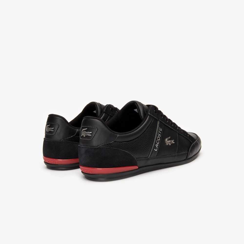 Lacoste Chaymon Cuero Negras Rojas | 7982-RKZJW