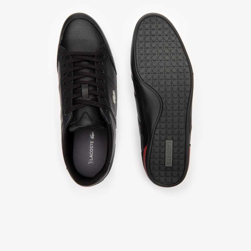 Lacoste Chaymon Cuero Negras Rojas | 7982-RKZJW