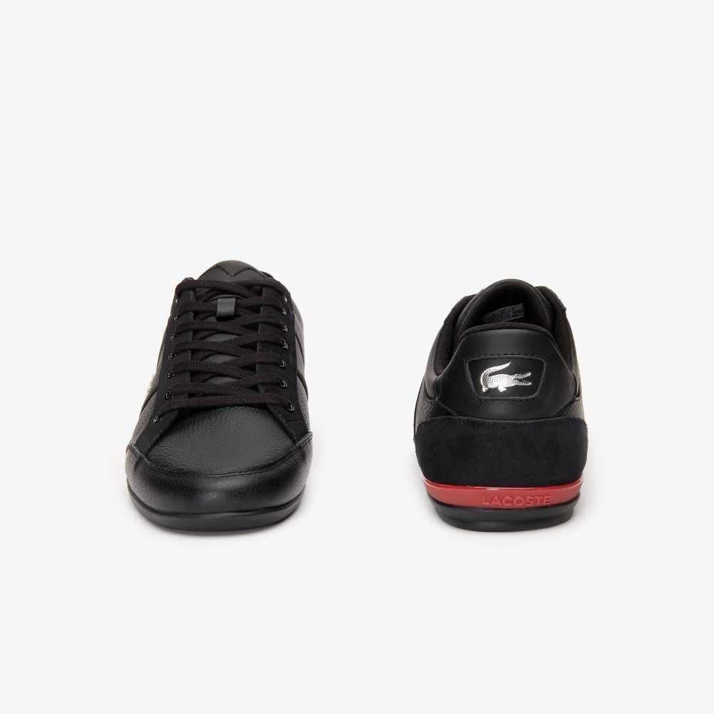 Lacoste Chaymon Cuero Negras Rojas | 7982-RKZJW