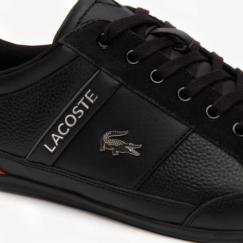 Lacoste Chaymon Cuero Negras Rojas | 7982-RKZJW