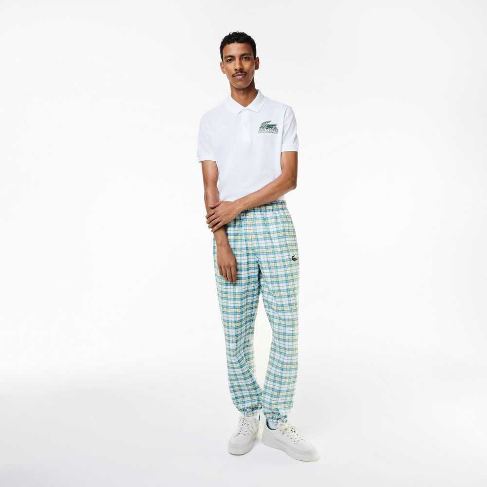 Lacoste Check Print Pista Blancas | 8196-AYBNG