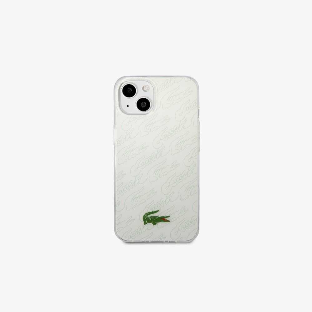 Lacoste Checkerboard Print iPhone 14 Blancas | 3706-NBPZG