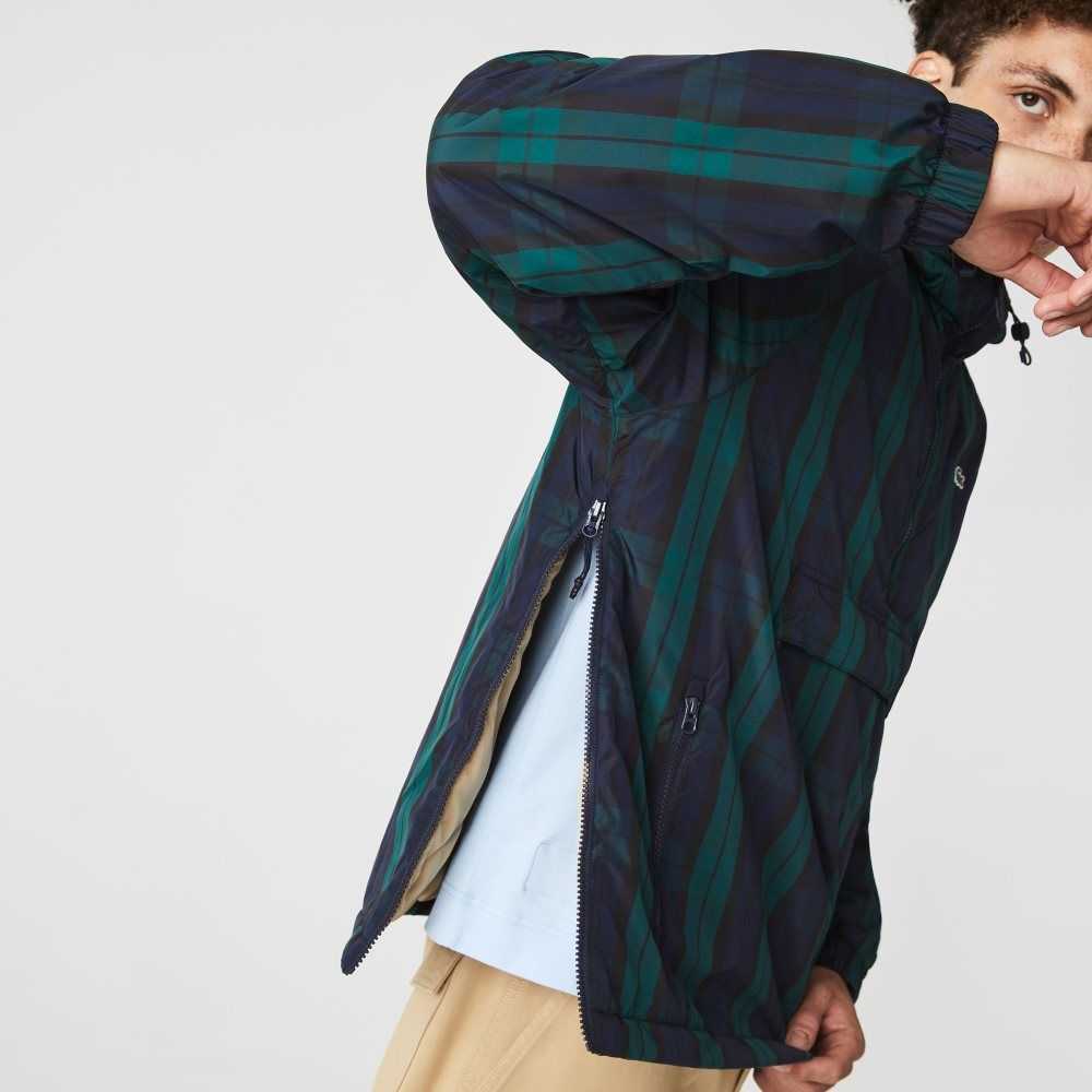 Lacoste Checkered Acolchado Pullover Windbreaker Verde Azul Marino Azules Negras | 5481-KGVEF