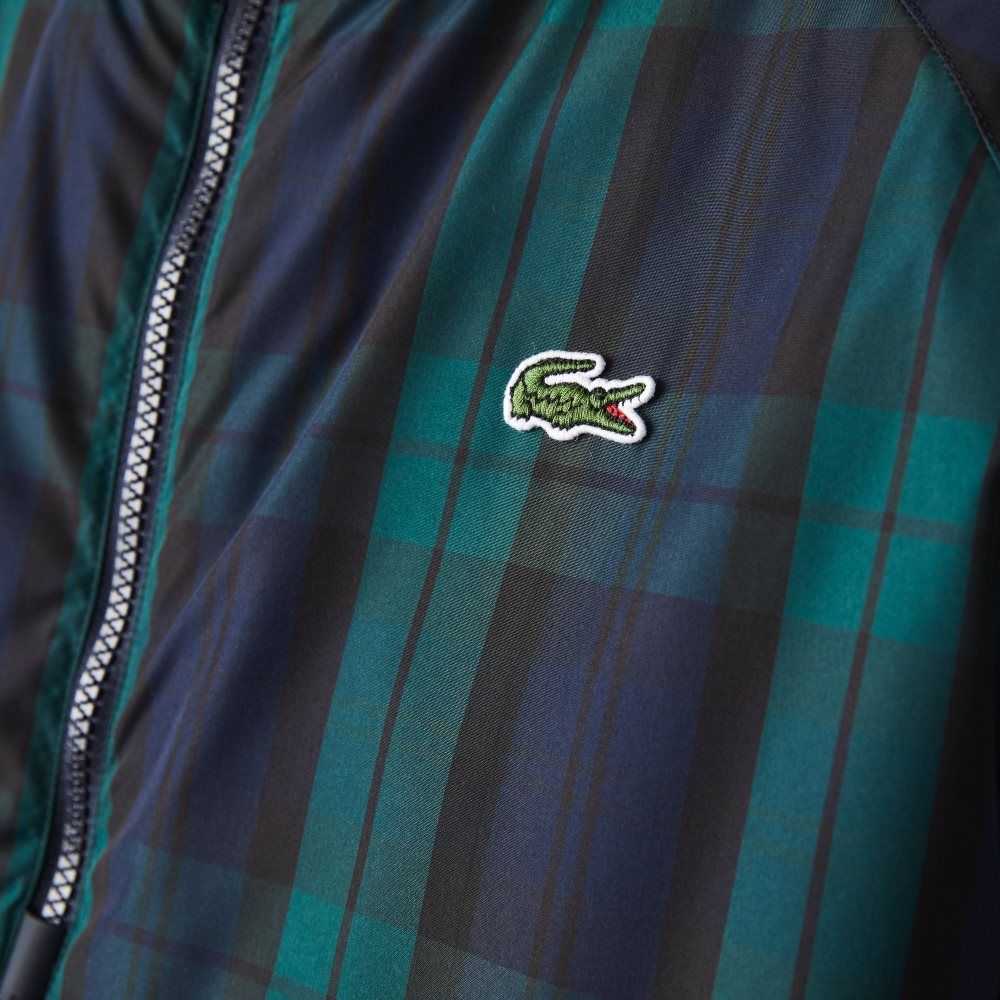 Lacoste Checkered Acolchado Pullover Windbreaker Verde Azul Marino Azules Negras | 5481-KGVEF