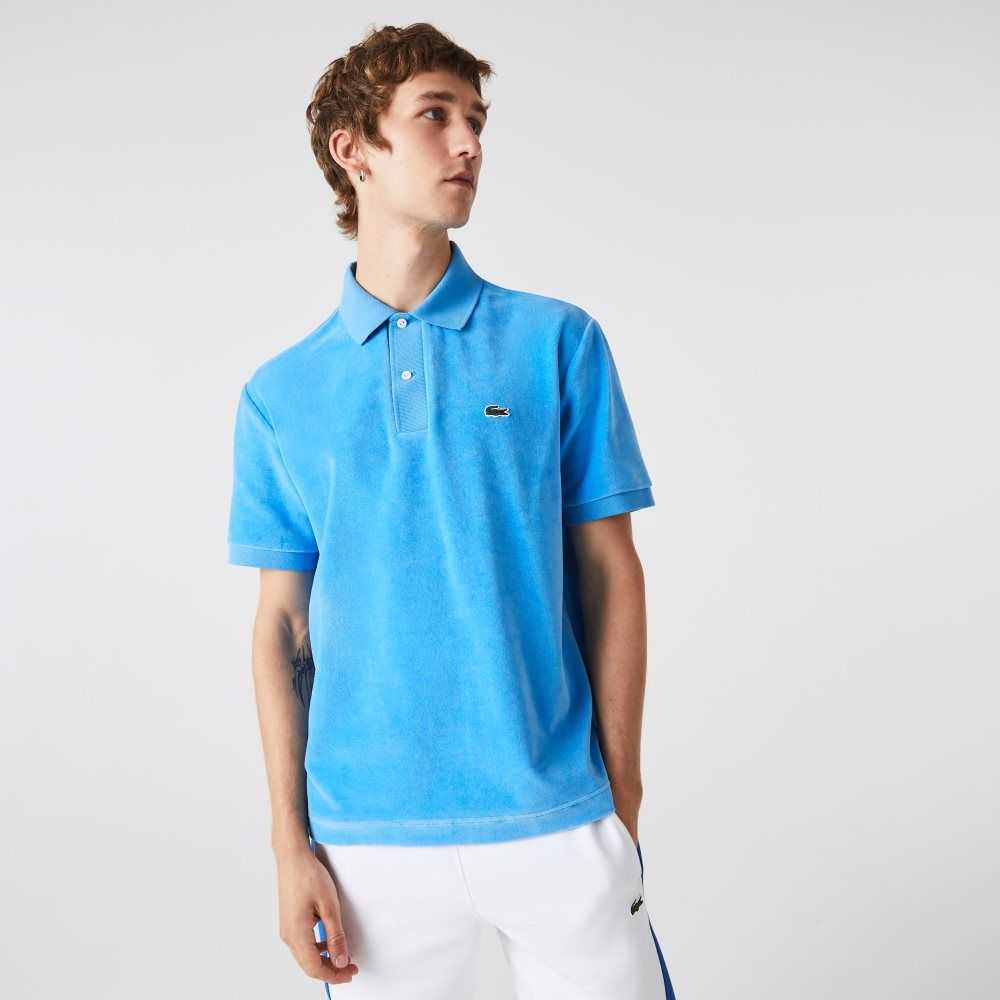 Lacoste Classic Fit Algodon Velvet Azules | 4895-YOPZA