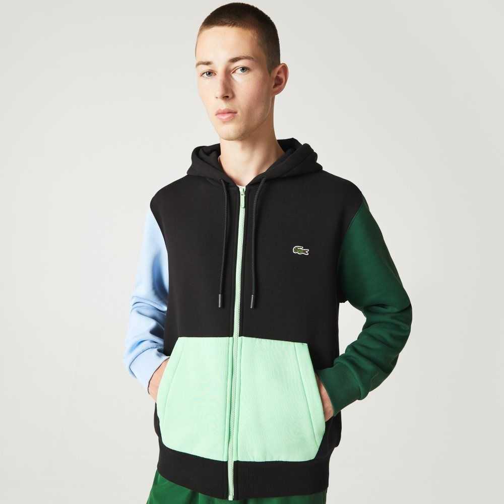 Lacoste Classic Fit Color-Block Encapuchado Zip Negras Verde Azules Verde Claro | 1947-EXLVA