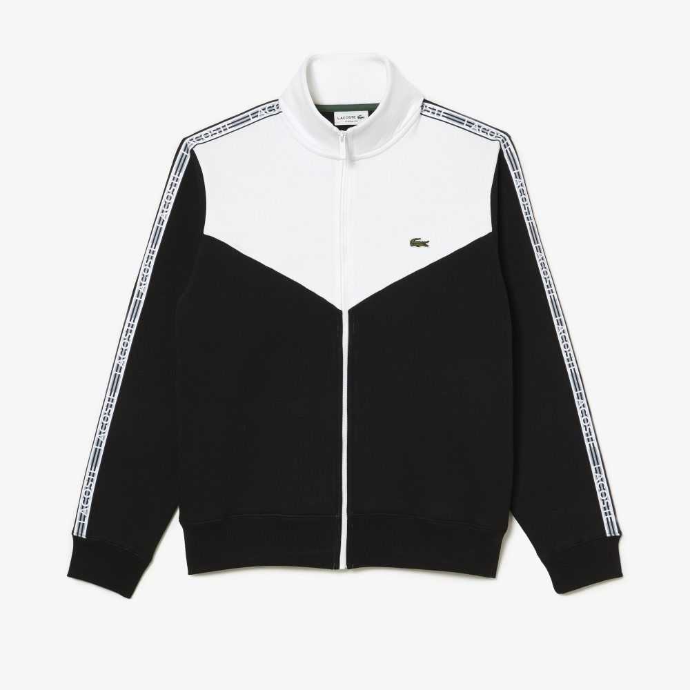 Lacoste Classic Fit Colorblock Zipped Negras Blancas | 1652-TSJKP