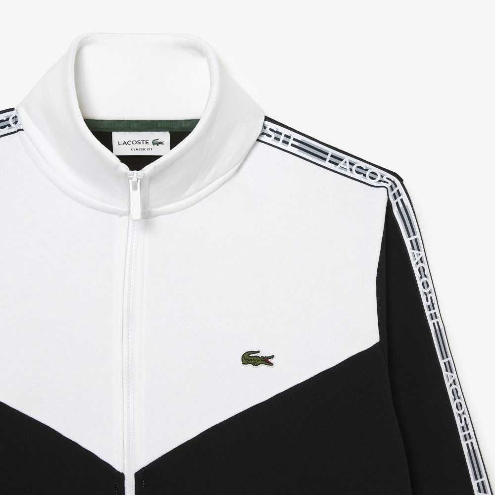 Lacoste Classic Fit Colorblock Zipped Negras Blancas | 1652-TSJKP