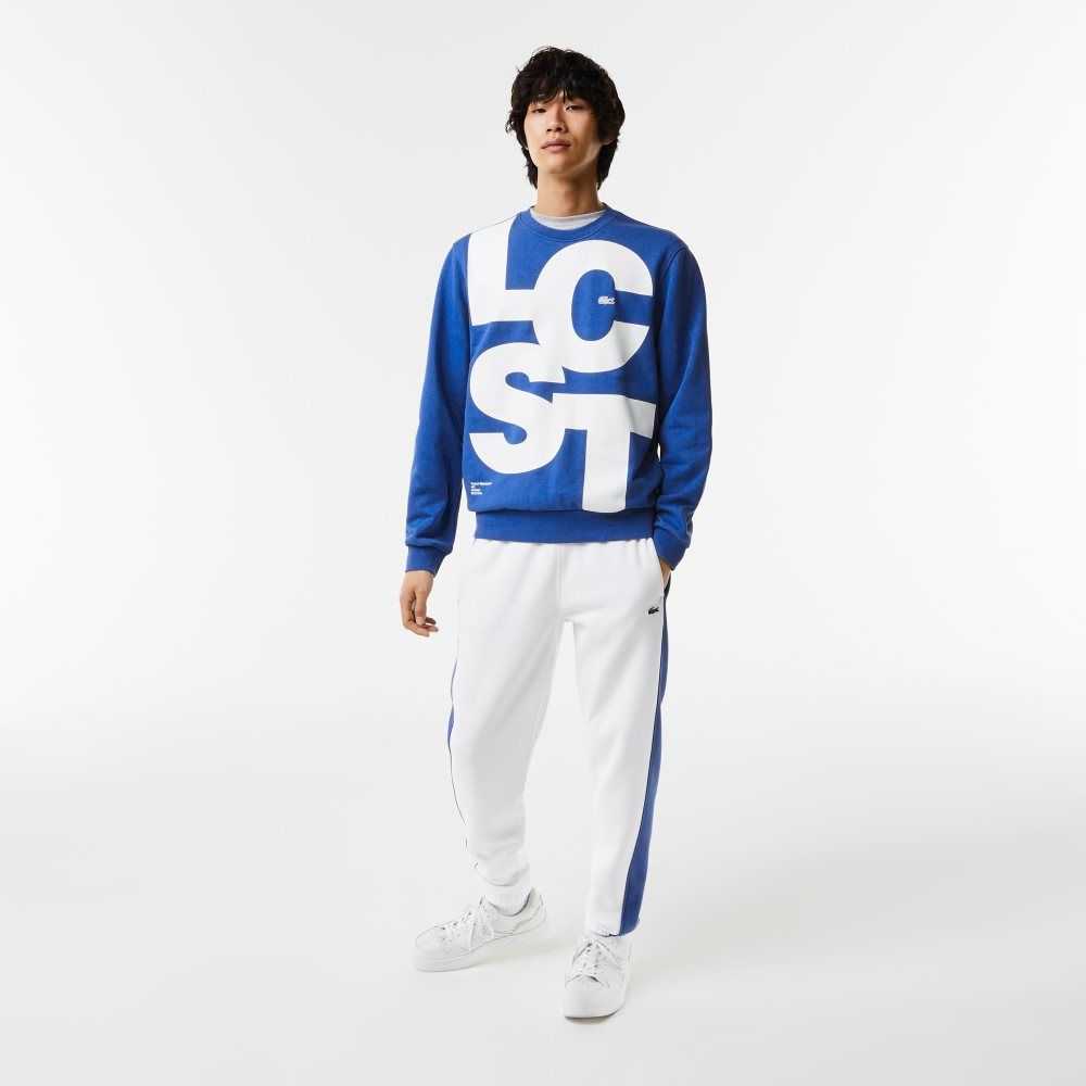 Lacoste Classic Fit Contrast Lettering Algodon Azules | 6305-ZAUTD