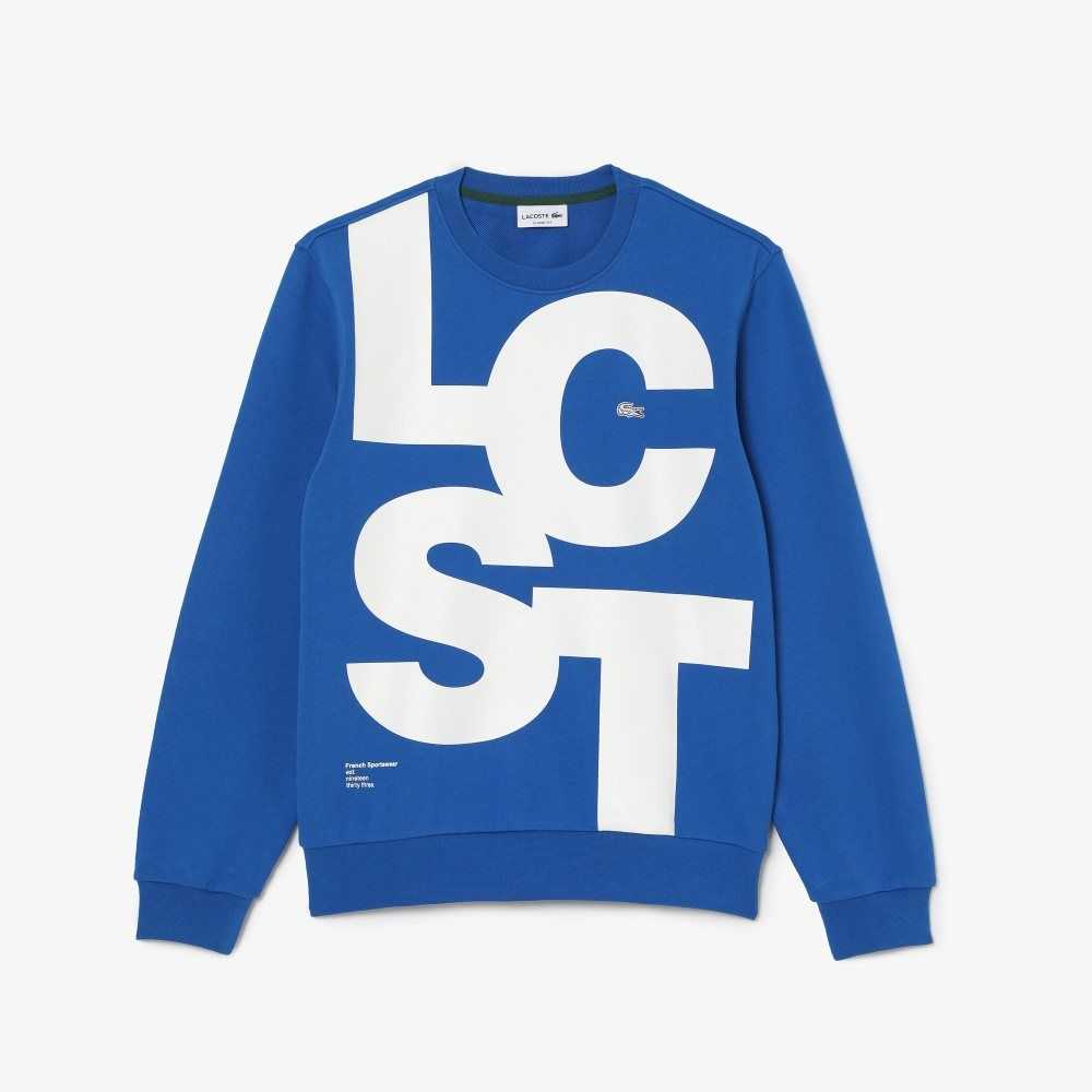 Lacoste Classic Fit Contrast Lettering Algodon Azules | 6305-ZAUTD