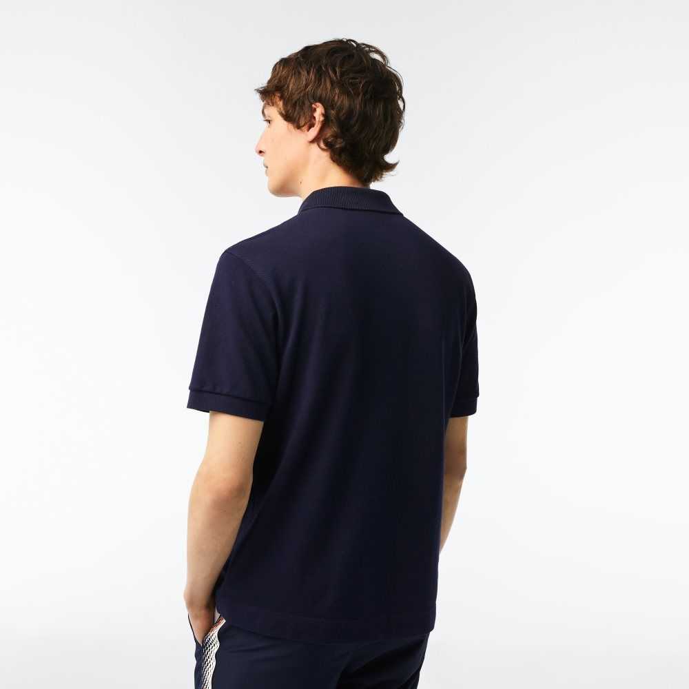 Lacoste Classic Fit Heavy Algodon Pique L.12.21 Azul Marino Azules | 3851-OIPNC