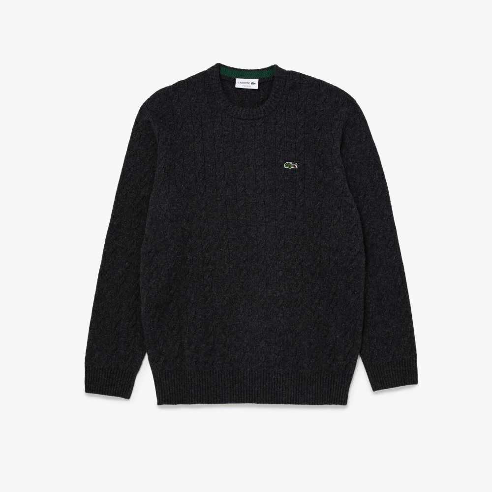 Lacoste Classic Fit Lana Cable Knit Gris | 8971-IFSBM