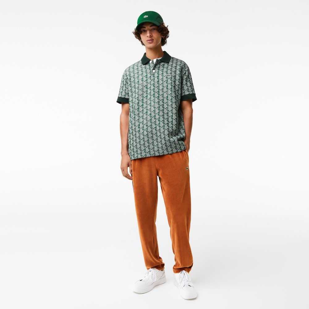 Lacoste Classic Fit Monogram Print Verde Beige | 1632-FDLNX