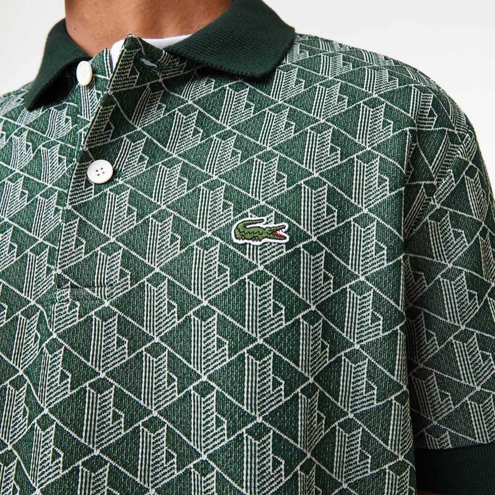 Lacoste Classic Fit Monogram Print Verde Beige | 1632-FDLNX