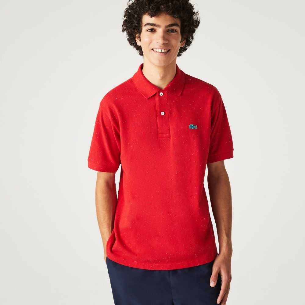 Lacoste Classic Fit Speckled Print Algodon Pique Rojas | 1963-ASFCE