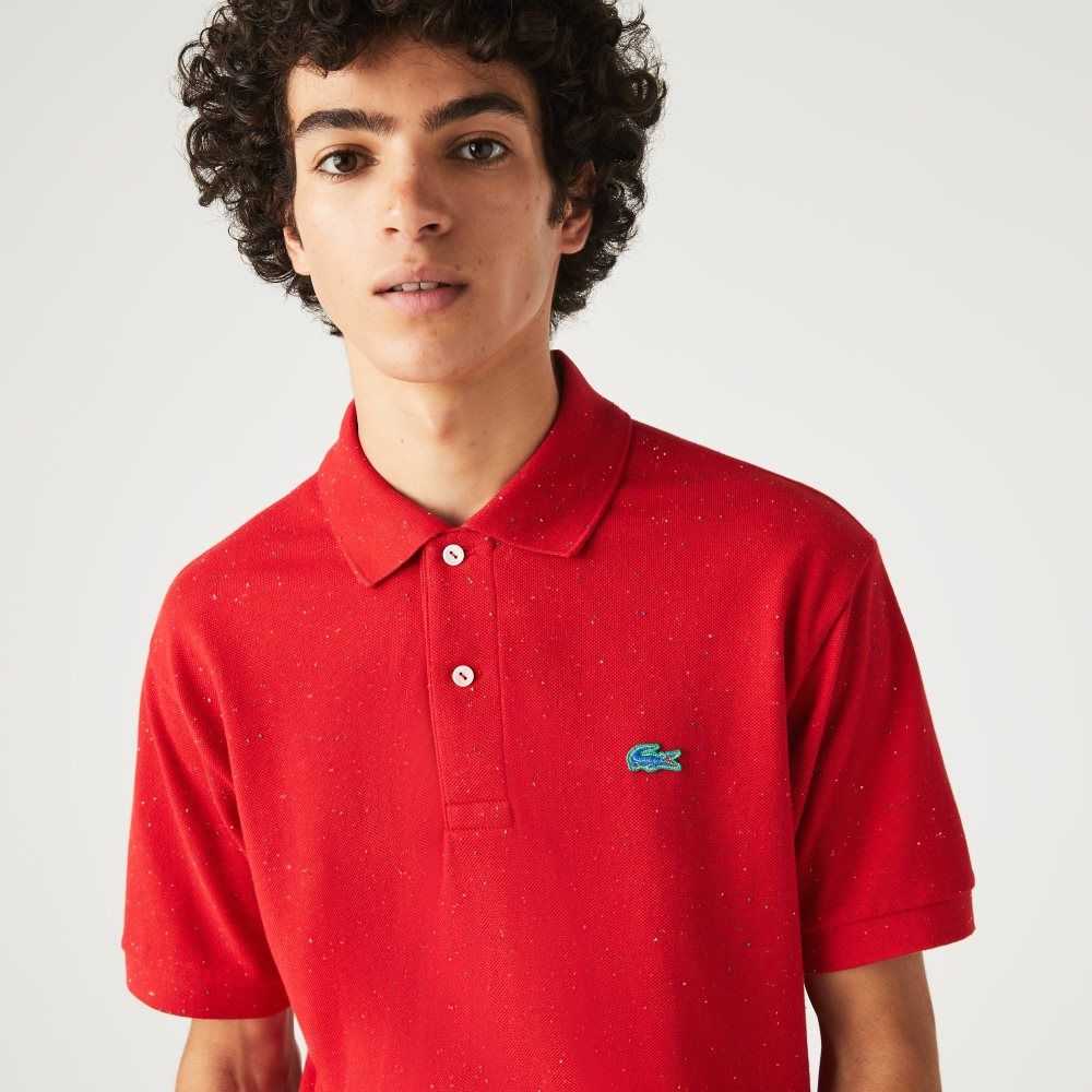 Lacoste Classic Fit Speckled Print Algodon Pique Rojas | 1963-ASFCE