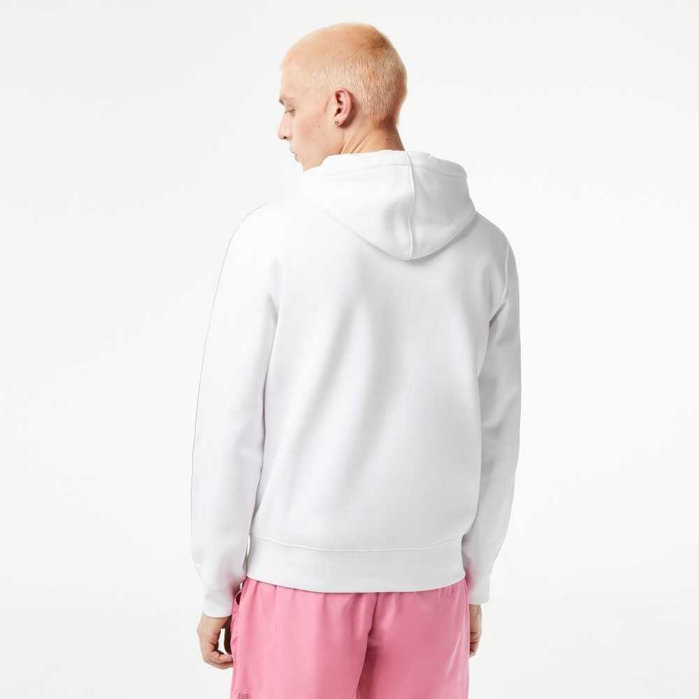 Lacoste Classic Fit Zipped Hoodie with Brand Stripes Blancas | 1903-ZUGES