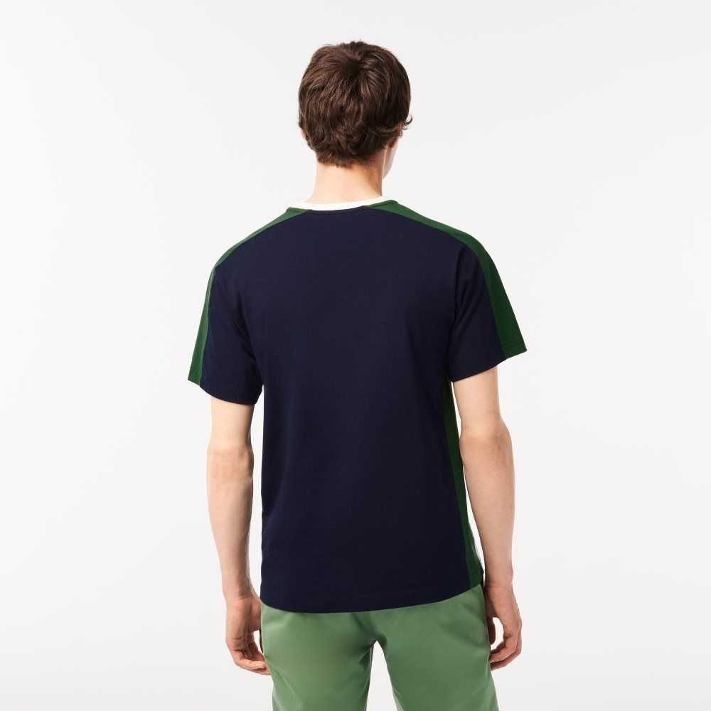 Lacoste Colorblock Algodon Jersey Azul Marino Azules Verde Blancas | 6024-ZXAWP