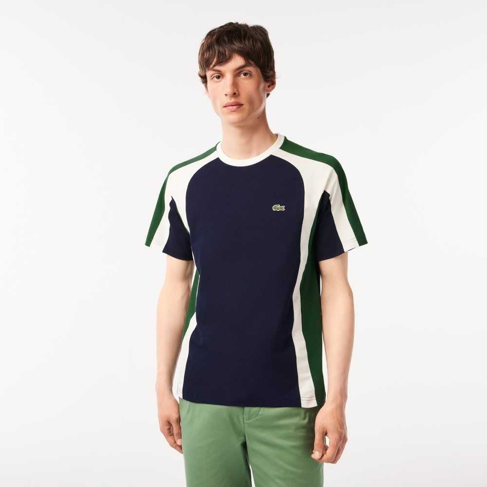 Lacoste Colorblock Algodon Jersey Azul Marino Azules Verde Blancas | 6024-ZXAWP