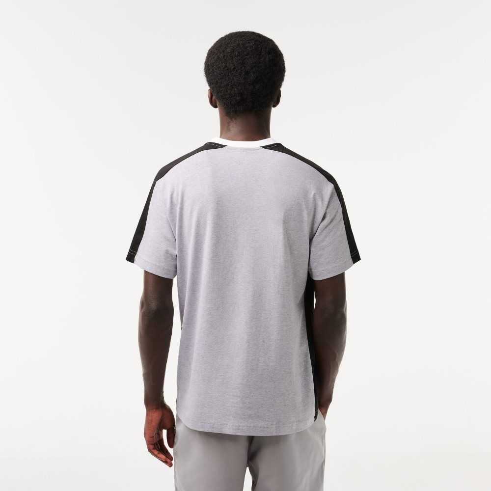 Lacoste Colorblock Algodon Jersey Gris Negras Blancas | 1308-IAZGC