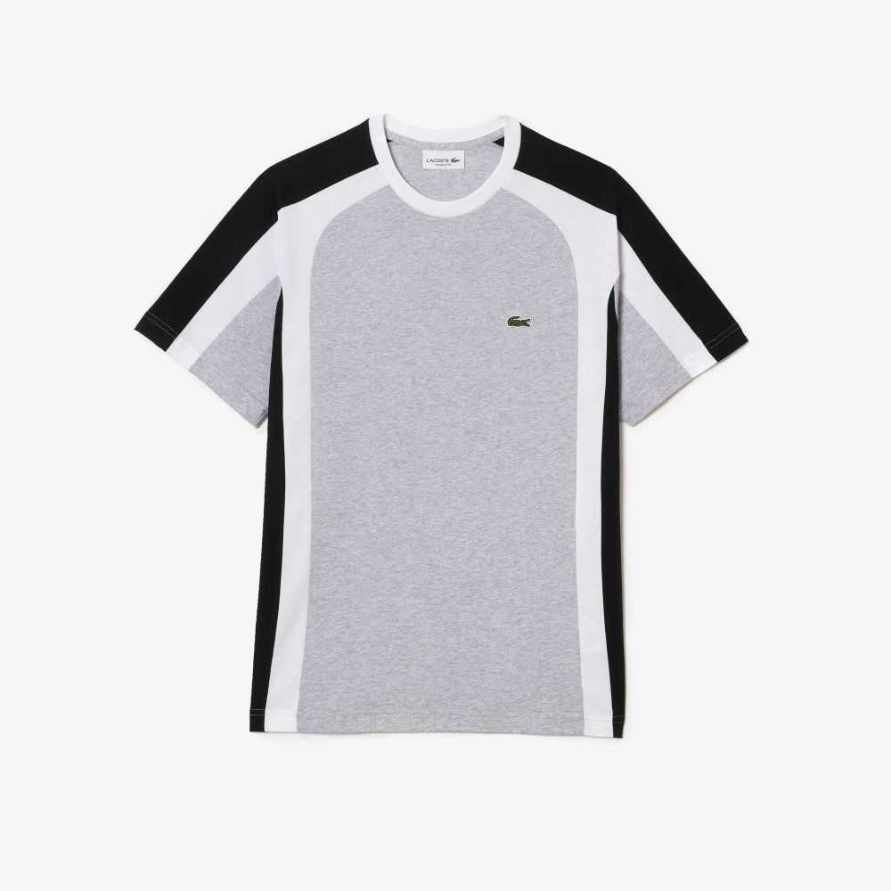 Lacoste Colorblock Algodon Jersey Gris Negras Blancas | 1308-IAZGC