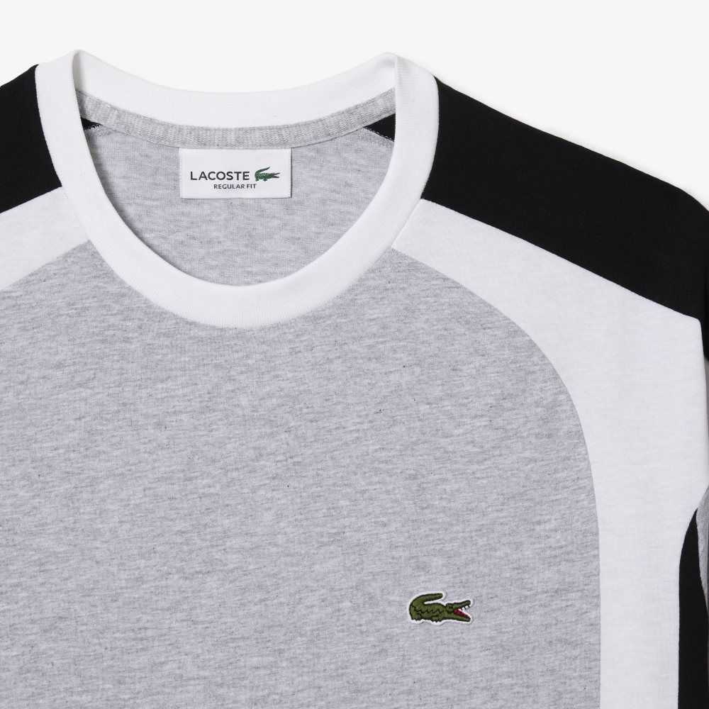 Lacoste Colorblock Algodon Jersey Gris Negras Blancas | 1308-IAZGC