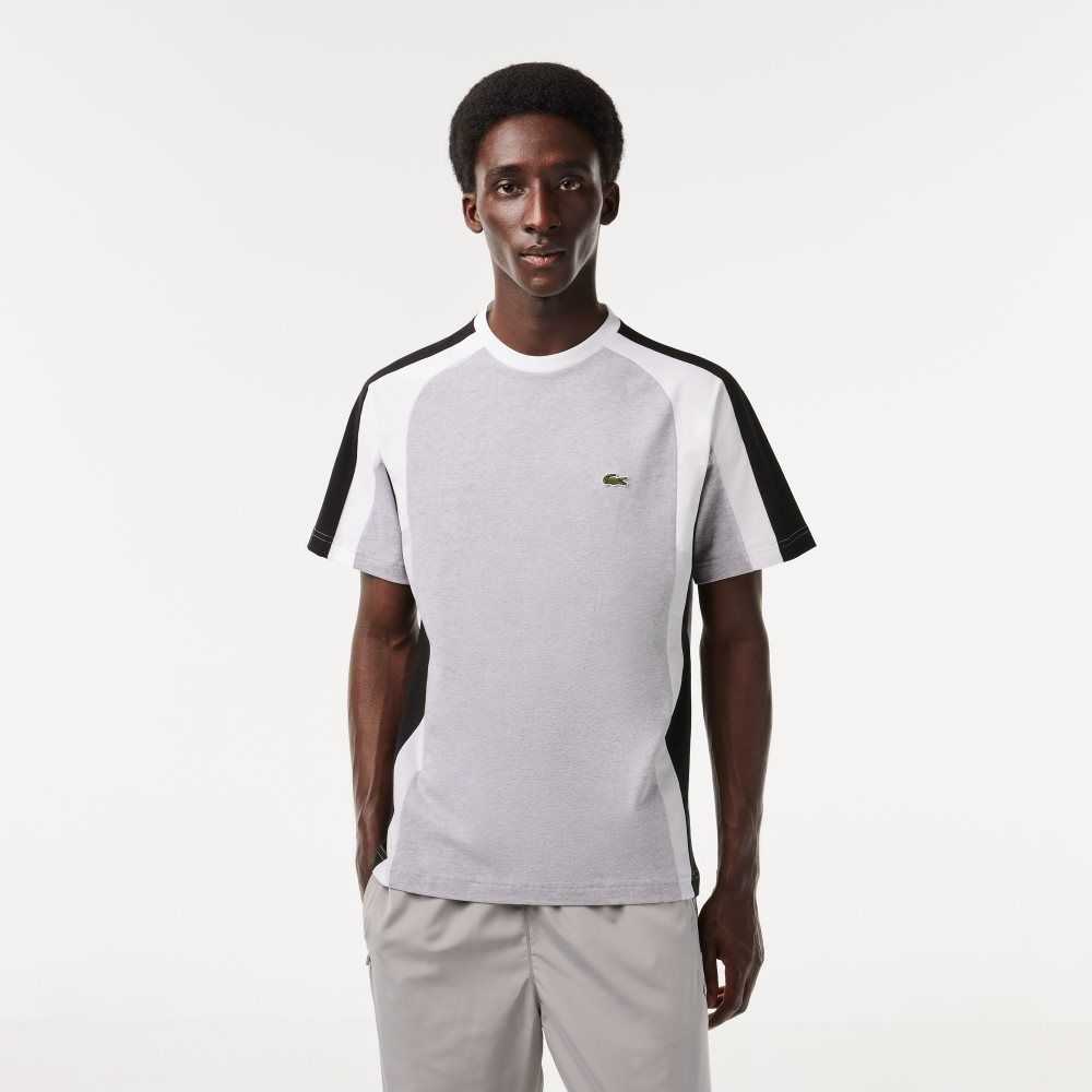 Lacoste Colorblock Algodon Jersey Gris Negras Blancas | 1308-IAZGC