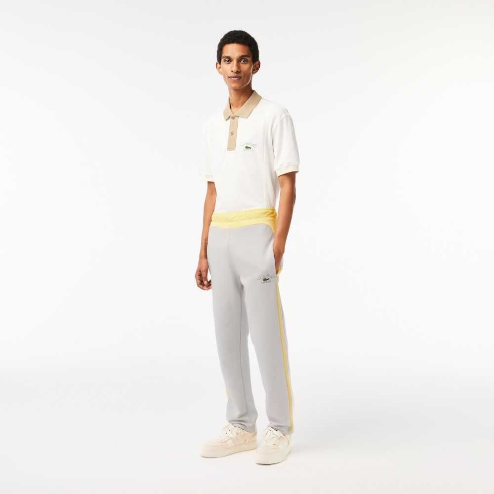 Lacoste Colorblock Organic Algodon Pista Gris Claro Amarillo Blancas | 7135-TMVKH