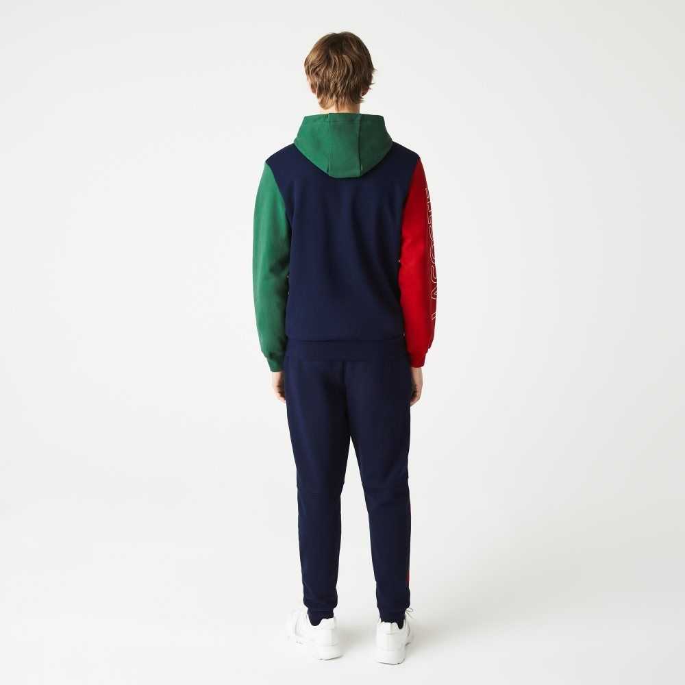 Lacoste Colorblock Zippered Fleece Hoodie Azul Marino Azules Rojas Verde Amarillo | 5398-LAUNP