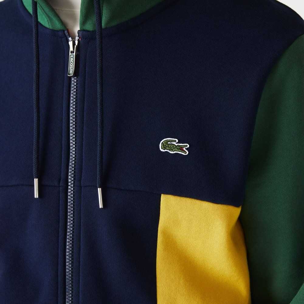 Lacoste Colorblock Zippered Fleece Hoodie Azul Marino Azules Rojas Verde Amarillo | 5398-LAUNP