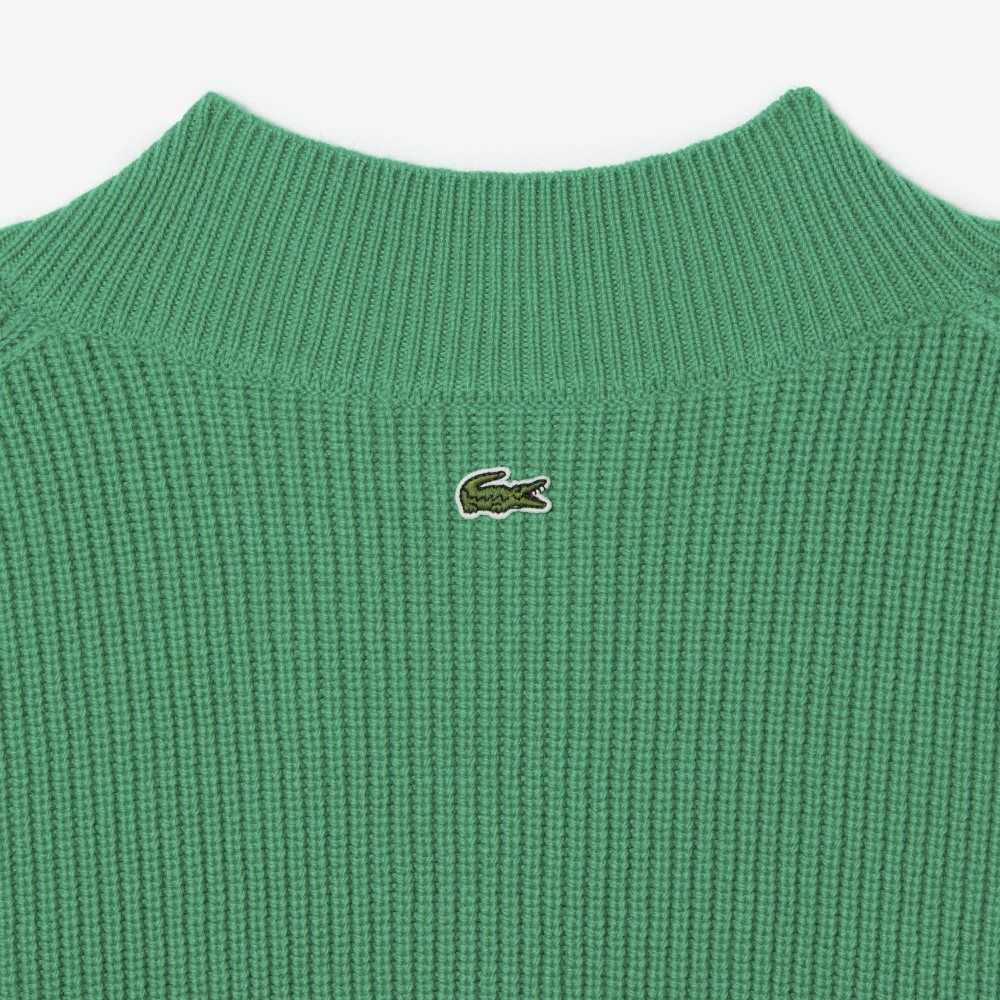 Lacoste Comic Badge V-Neck Lana Verde | 2948-RFCAE