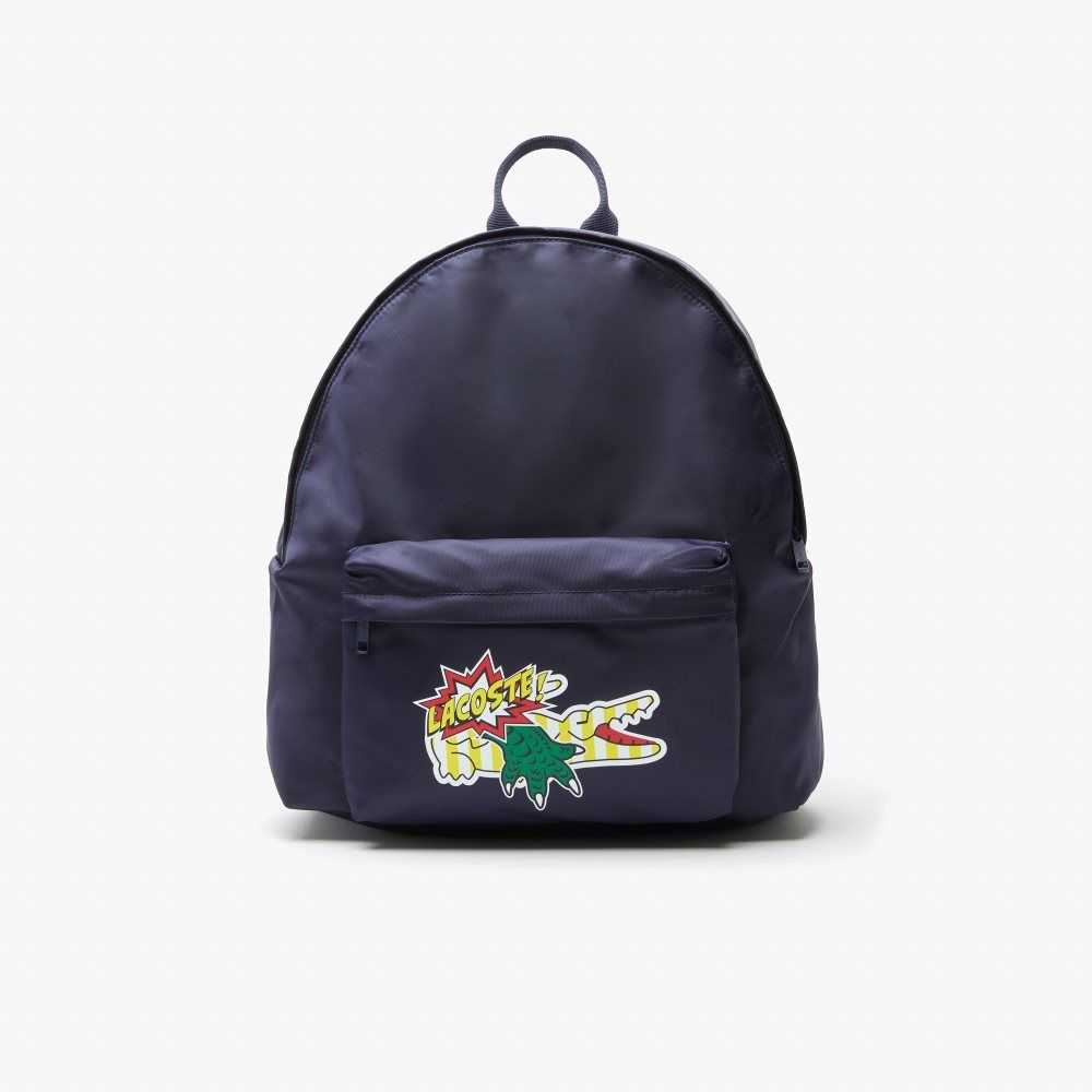 Lacoste Comic Print Backpack Azules | 4078-KPZTO