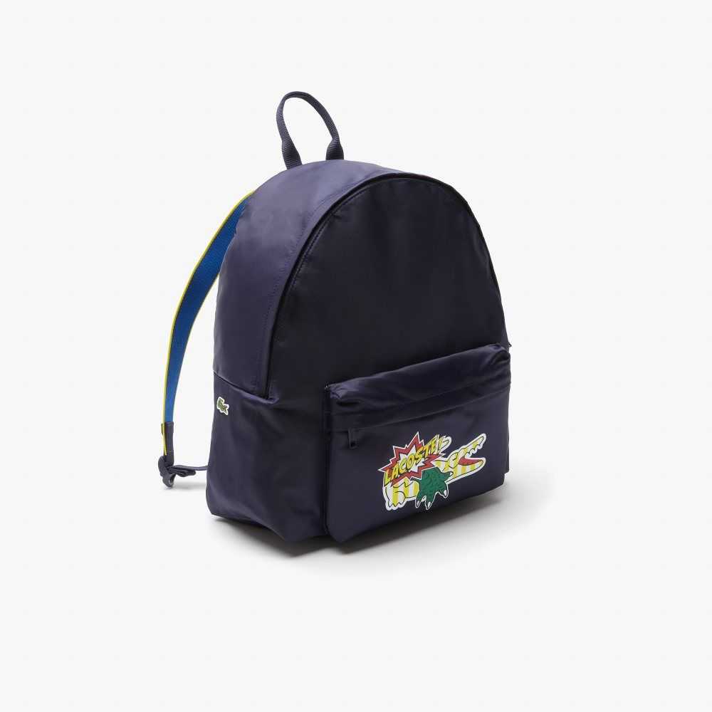 Lacoste Comic Print Backpack Azules | 4078-KPZTO