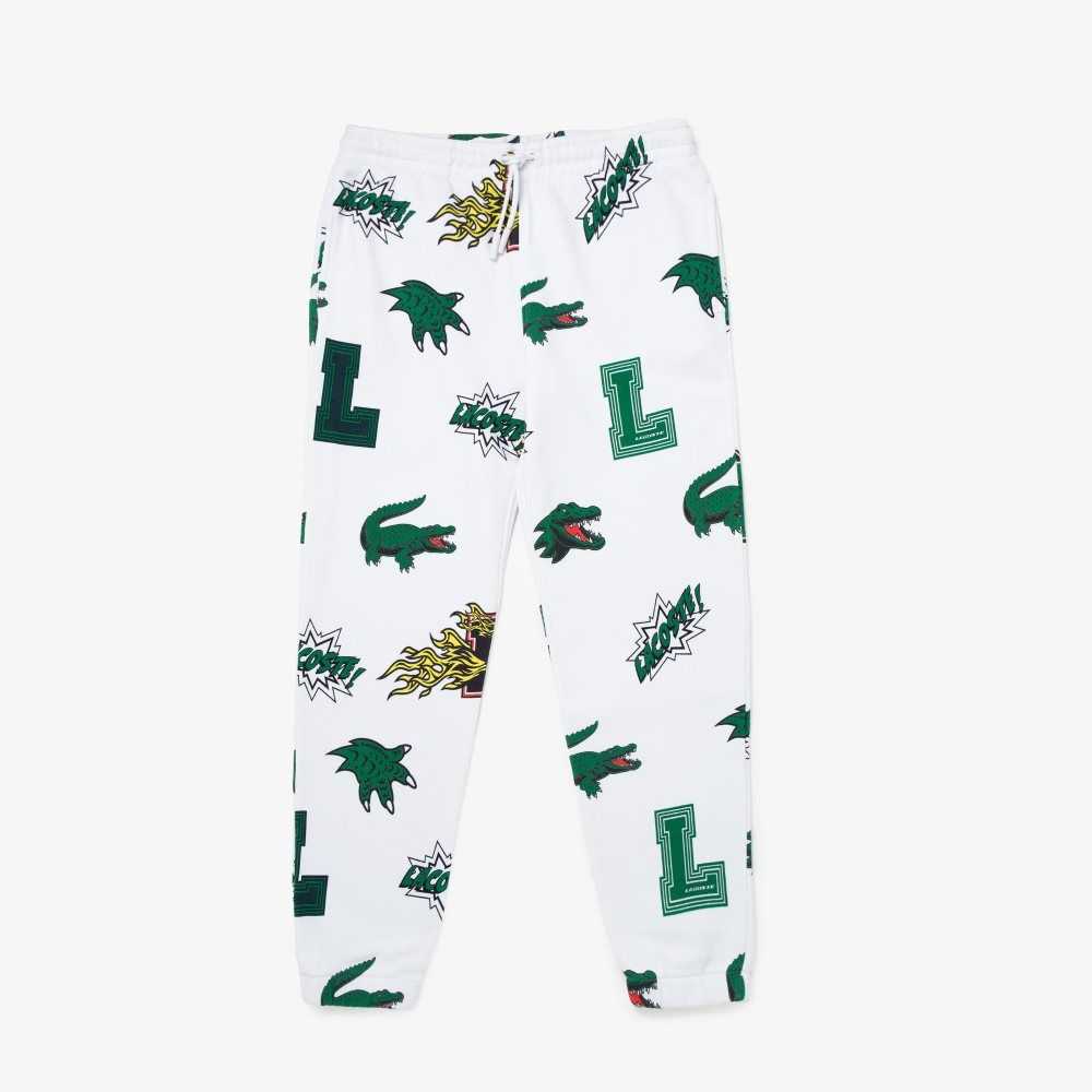 Lacoste Comic Print Trackpants Blancas | 8354-AKYSP