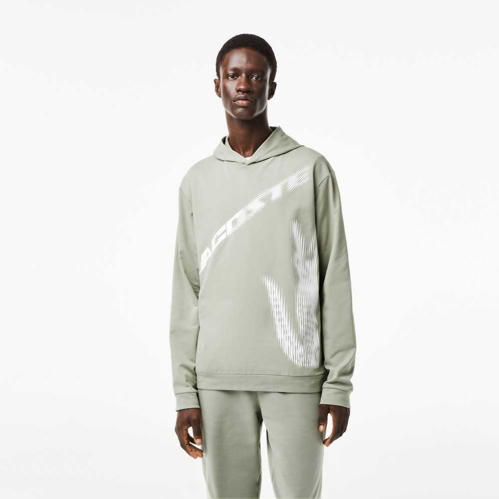 Lacoste Contrast Croc Hoodie Kaki Verde | 8917-MFGKC