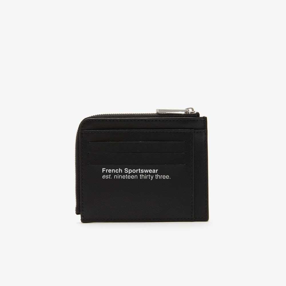 Lacoste Contrast Inscription Zip Card Holder Negras | 7549-UBPHR