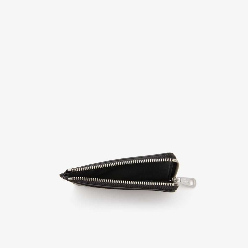 Lacoste Contrast Inscription Zip Card Holder Negras | 7549-UBPHR