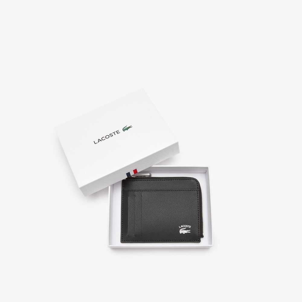 Lacoste Contrast Inscription Zip Card Holder Negras | 7549-UBPHR