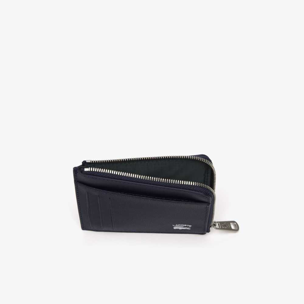 Lacoste Contrast Inscription Zip Card Holder Azul Marino | 8241-KEWQI