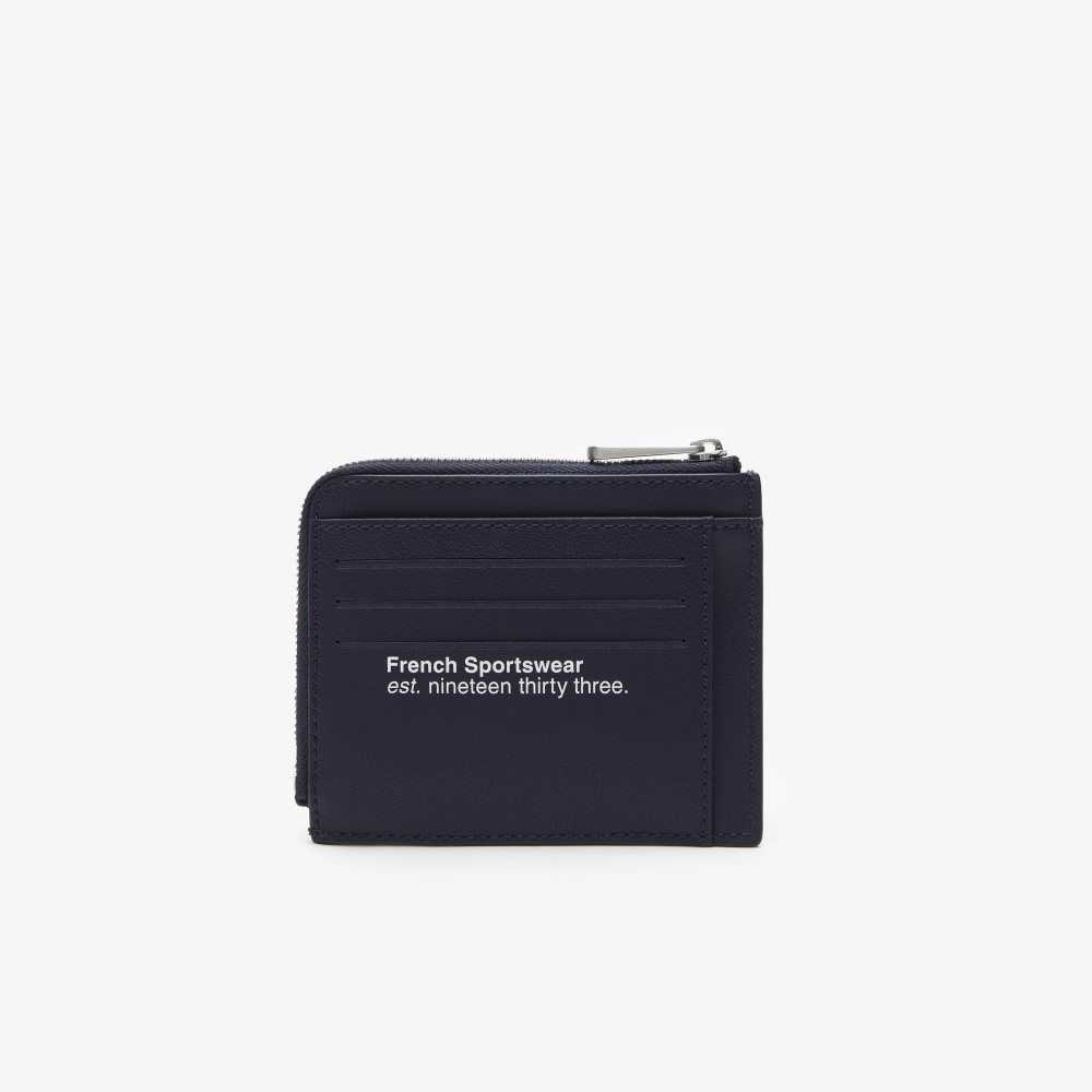 Lacoste Contrast Inscription Zip Card Holder Azul Marino | 8241-KEWQI