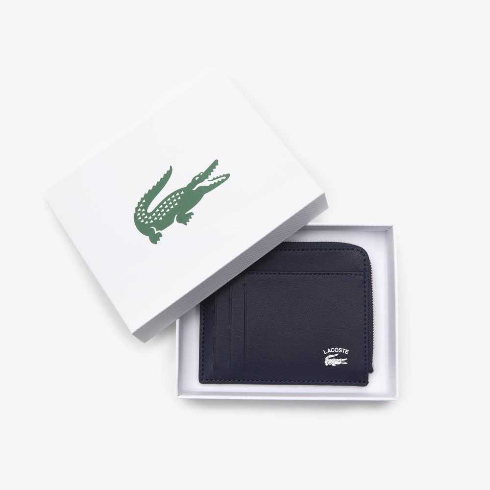 Lacoste Contrast Inscription Zip Card Holder Azul Marino | 8241-KEWQI