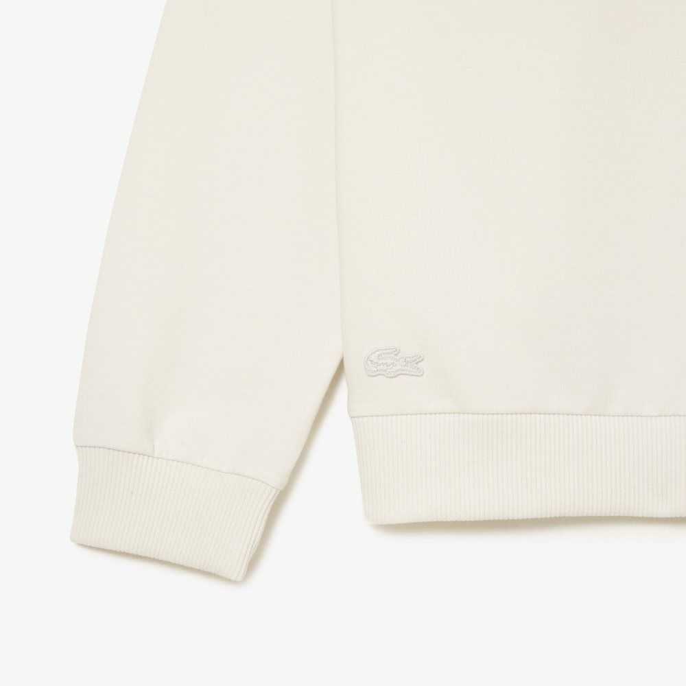 Lacoste Contrast Logo Print Fleece Sweatshirt Beige | 7284-PFGUY