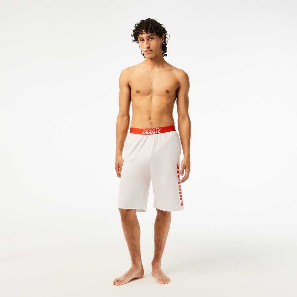 Lacoste Contrast Logo Waistband Shorts Beige | 6145-MSLVJ